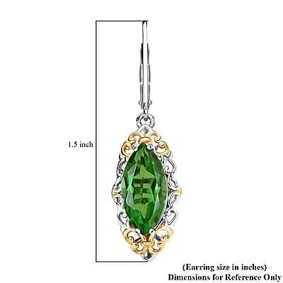EverTrue Chartreuse Quartz (Triplet) 6.35 ctw Art Deco Earrings in 18K YG Plated and Platinum Bond