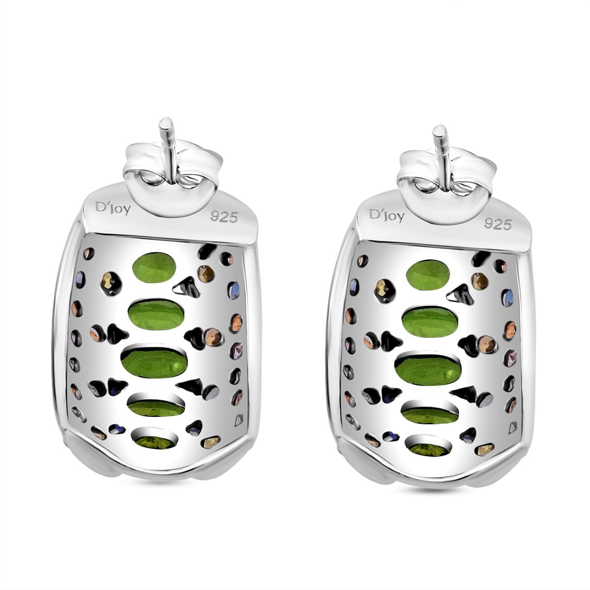 D'Joy Chrome Diopside and Multi Sapphire 4.15 ctw Earrings in Rhodium Over Sterling Silver image number 4