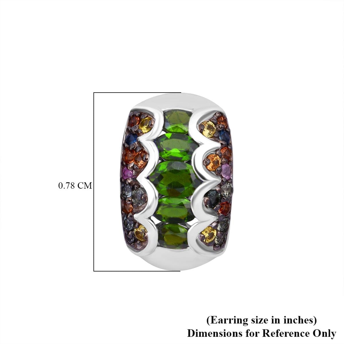 D'Joy Chrome Diopside and Multi Sapphire 4.15 ctw Earrings in Rhodium Over Sterling Silver image number 5
