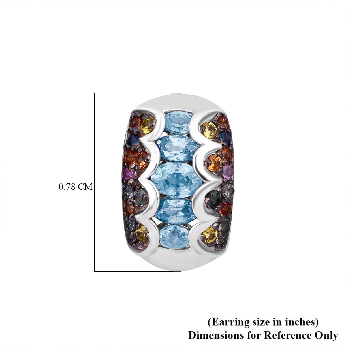 D'Joy Cambodian Blue Zircon and Multi Sapphire 5.75 ctw Earrings in Rhodium Over Sterling Silver image number 5