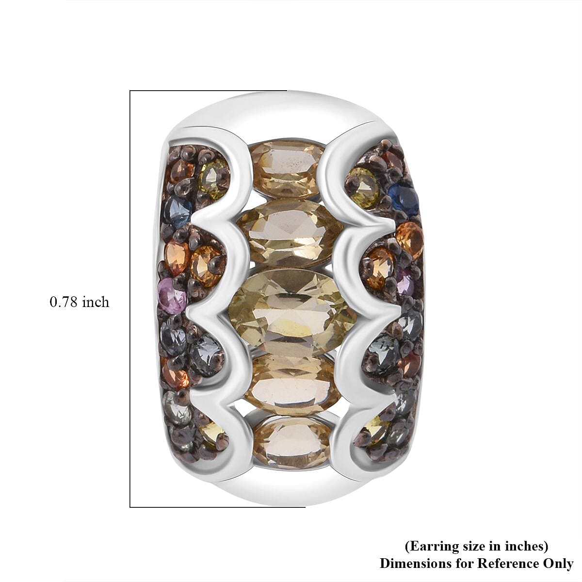 D'Joy Brazilian Heliodor and Multi Sapphire 3.75 ctw Art Deco Earrings in Rhodium Over Sterling Silver image number 5