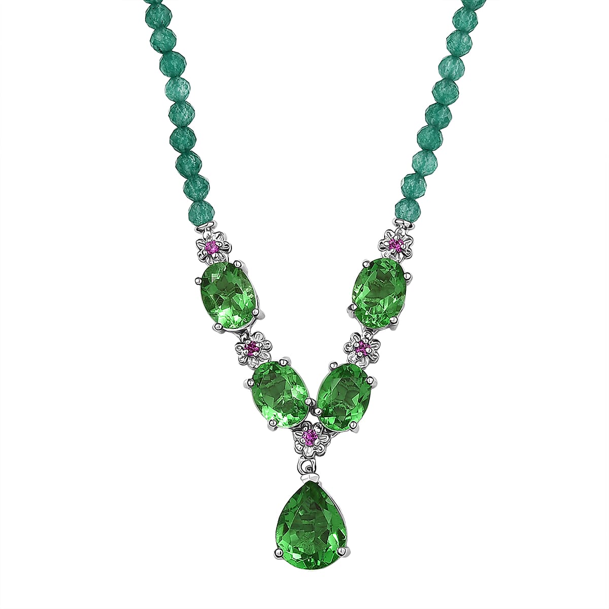 EverTrue Chartreuse Quartz (Triplet) and Multi Gemstone 34.50 ctw Fancy Necklace in Platinum Bond 18 Inches image number 0