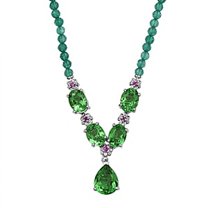 EverTrue Chartreuse Quartz (Triplet) and Multi Gemstone 34.50 ctw Fancy Necklace in Platinum Bond 18 Inches