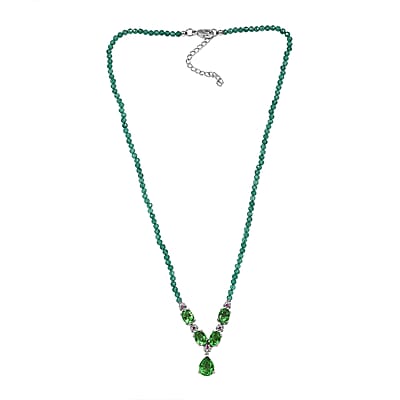 EverTrue Chartreuse Quartz (Triplet) and Multi Gemstone 34.50 ctw Floral Necklace in Platinum Bond 18 Inches