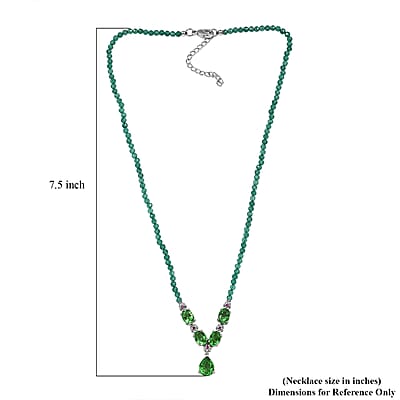 EverTrue Chartreuse Quartz (Triplet) and Multi Gemstone 34.50 ctw Floral Necklace in Platinum Bond 18 Inches