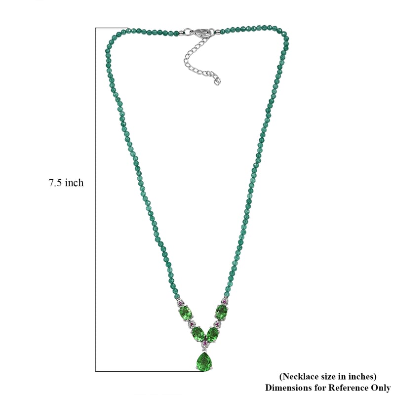 EverTrue Chartreuse Quartz (Triplet) and Multi Gemstone 34.50 ctw Floral Necklace in Platinum Bond 18 Inches