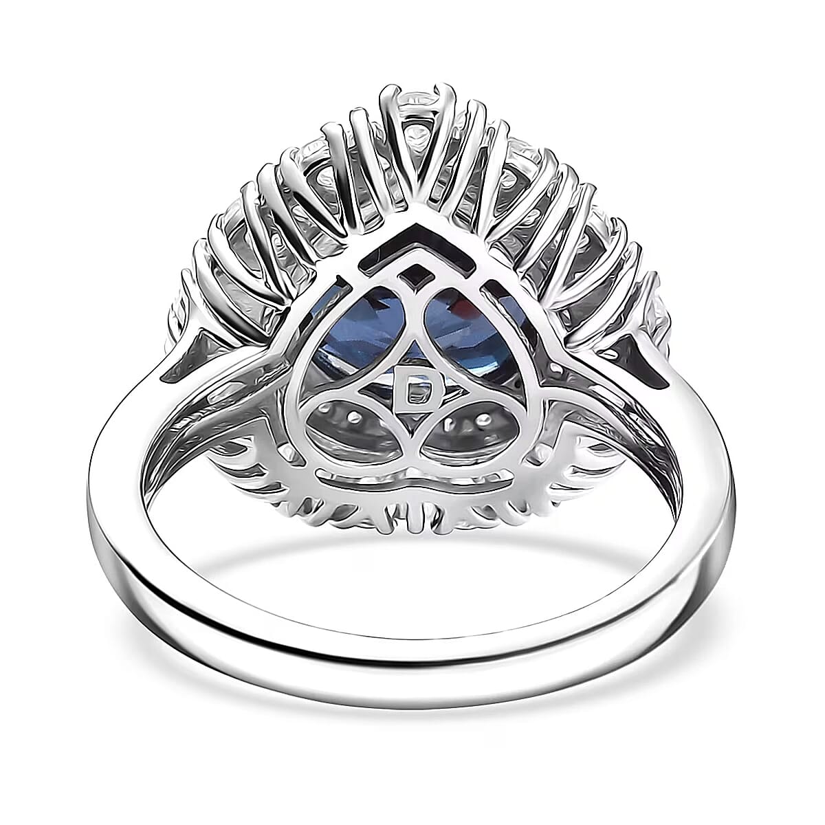 D'Joy Premium Lab Grown Alexandrite and Moissanite 5.90 ctw Twilight Heart Ring in Rhodium Over Sterling Silver (Size 10.0) image number 6