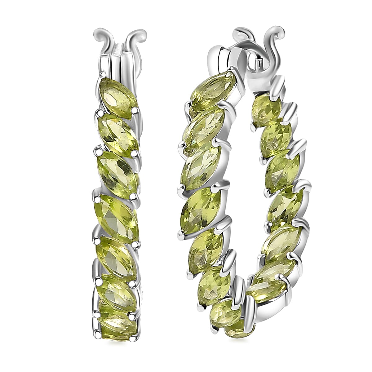 D'Joy Hebei Peridot 5.60 ctw Vine Leaves Earrings in Rhodium Over Sterling Silver image number 0