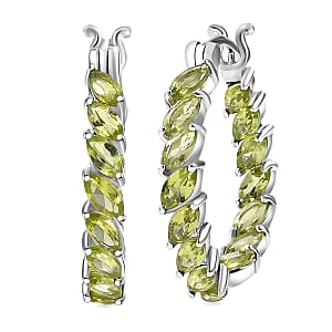 D'Joy Hebei Peridot 5.60 ctw Vine Leaves Earrings in Rhodium Over Sterling Silver