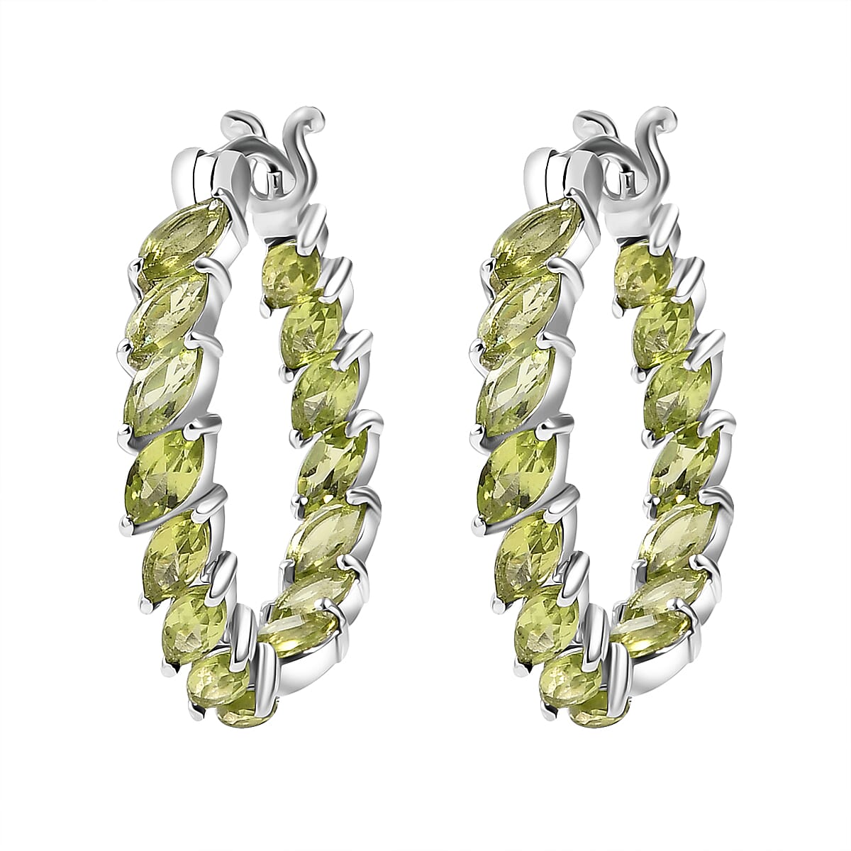 D'Joy Hebei Peridot 5.60 ctw Vine Leaves Earrings in Rhodium Over Sterling Silver image number 3