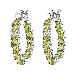 D'Joy Hebei Peridot 5.60 ctw Vine Leaves Earrings in Rhodium Over Sterling Silver