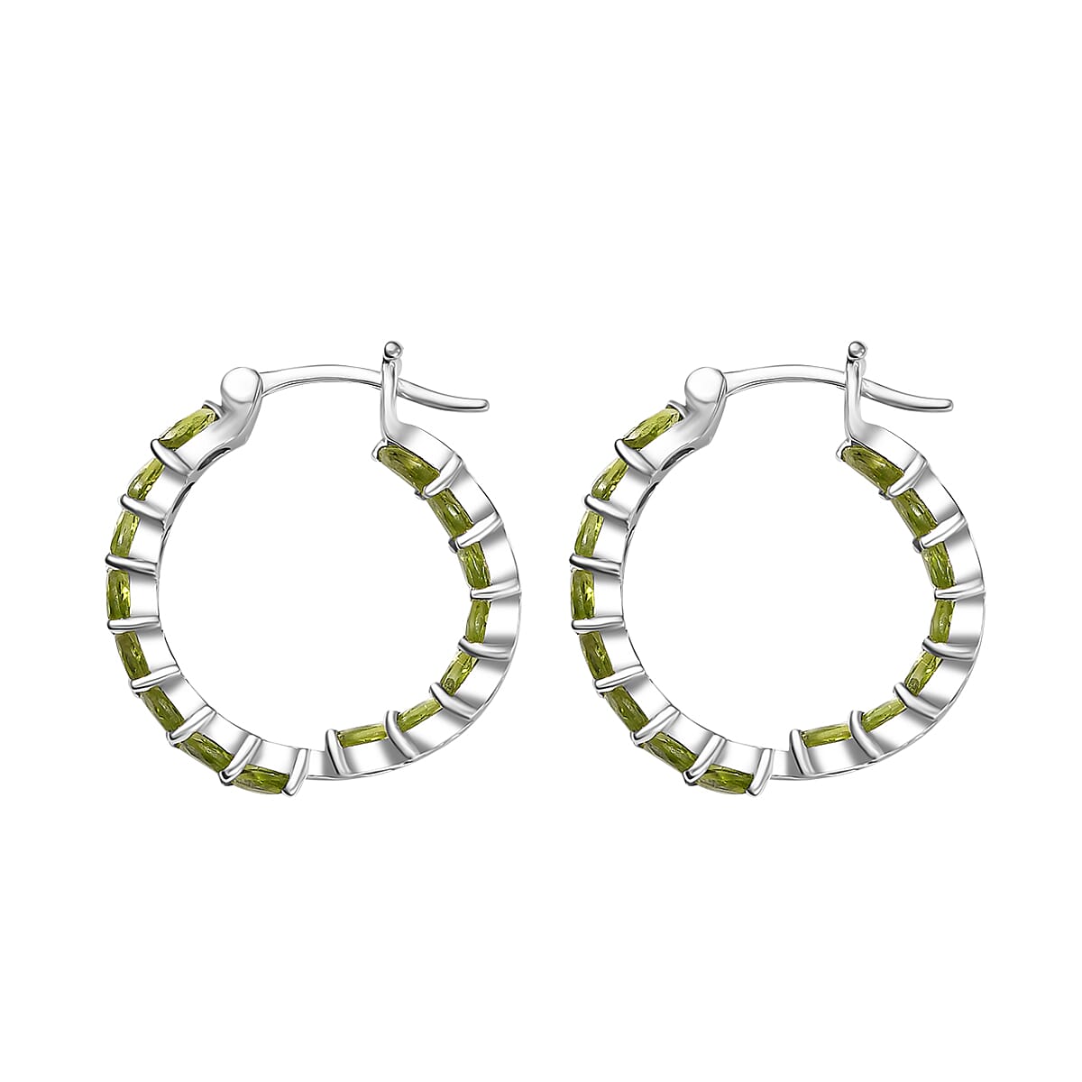 D'Joy Hebei Peridot 5.60 ctw Vine Leaves Earrings in Rhodium Over Sterling Silver image number 4