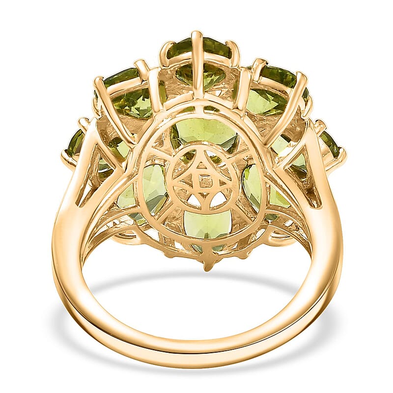 D'Joy Hebei Peridot 8.70 ctw Blooming Flower Ring in 18K Vermeil Yellow Gold Over Sterling Silver (Size 5.0)