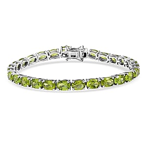 D'Joy Hebei Peridot 21.50 ctw Vines in Garden Bracelet in Rhodium Over Sterling Silver (8.00 In)