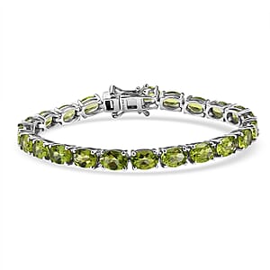 D'Joy Hebei Peridot 18.20 ctw Vines in Garden Bracelet in Rhodium Over Sterling Silver (6.50 In)