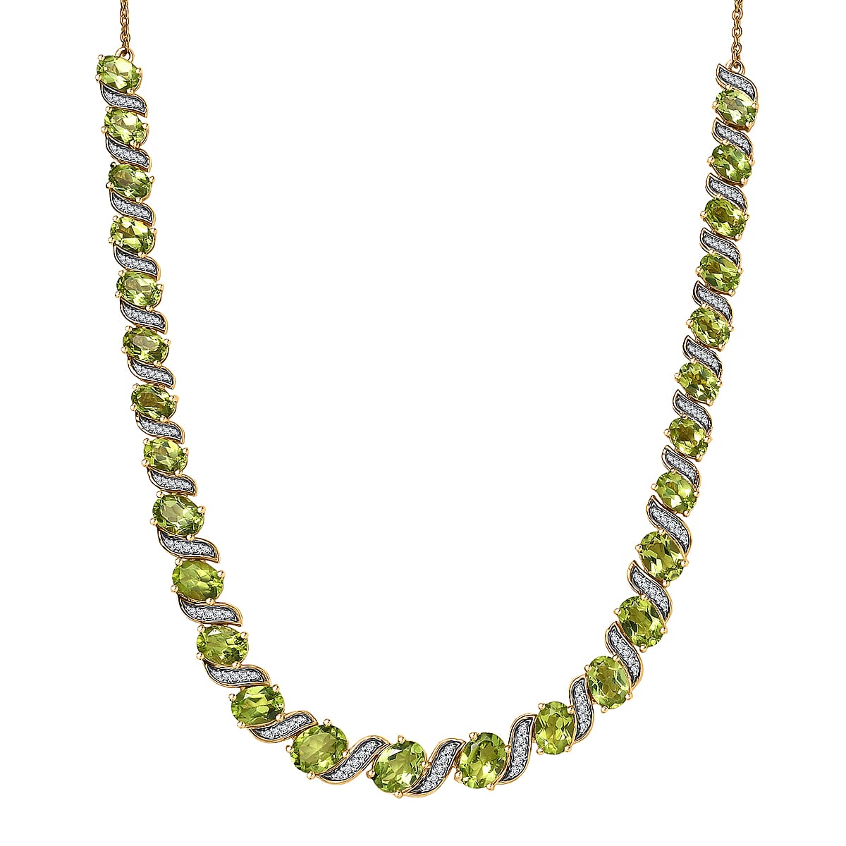 D'Joy Hebei Peridot and White Zircon 19.80 ctw Vine of Light Necklace in 18K Vermeil Yellow Gold Over Sterling Silver 18 Inches image number 0