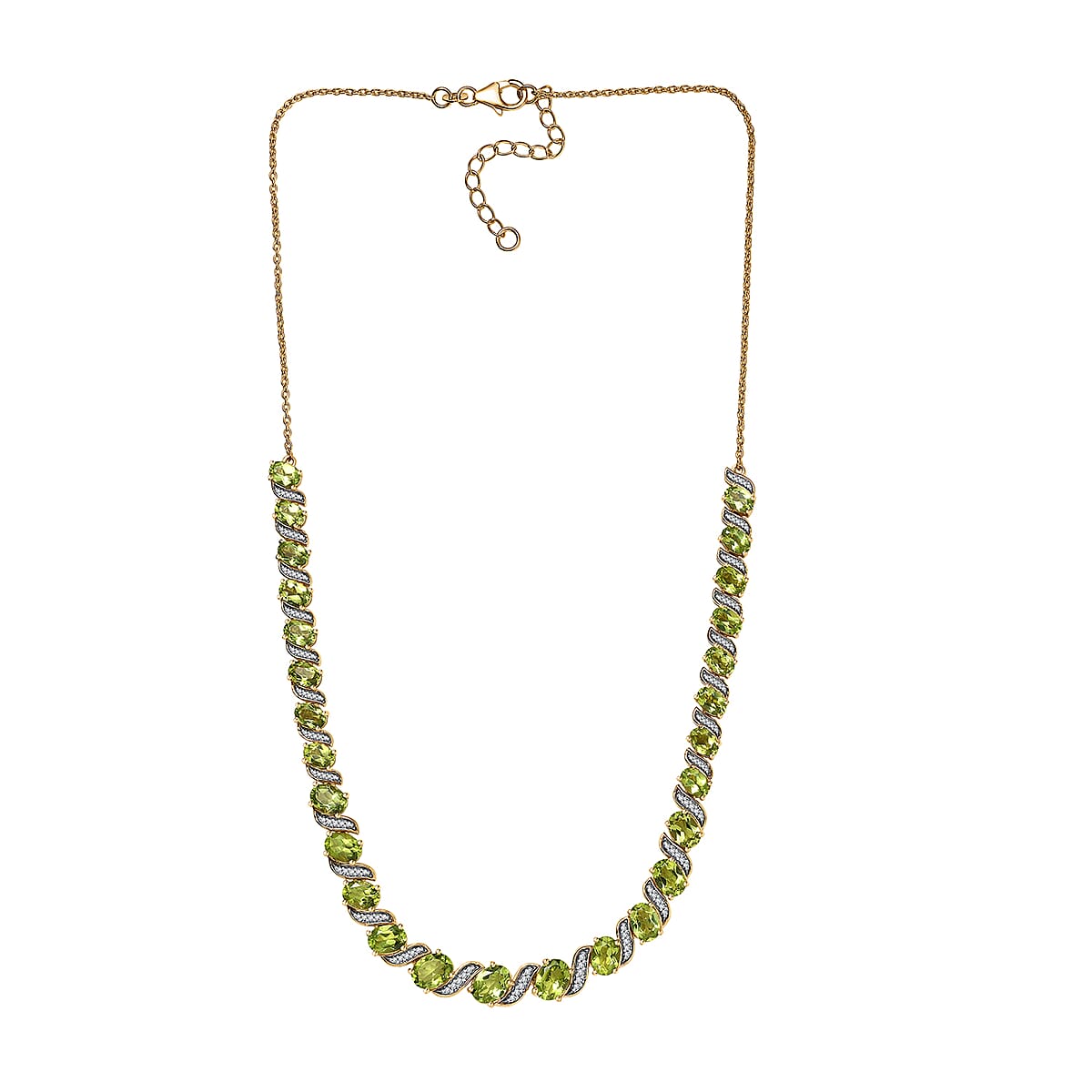 D'Joy Hebei Peridot and White Zircon 19.80 ctw Vine of Light Necklace in 18K Vermeil Yellow Gold Over Sterling Silver 18 Inches image number 3