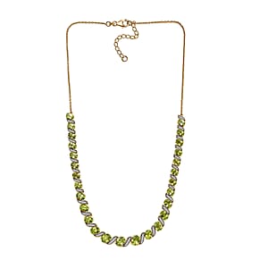 D'Joy Hebei Peridot and White Zircon 19.80 ctw Vine of Light Necklace in 18K Vermeil Yellow Gold Over Sterling Silver 18 Inches