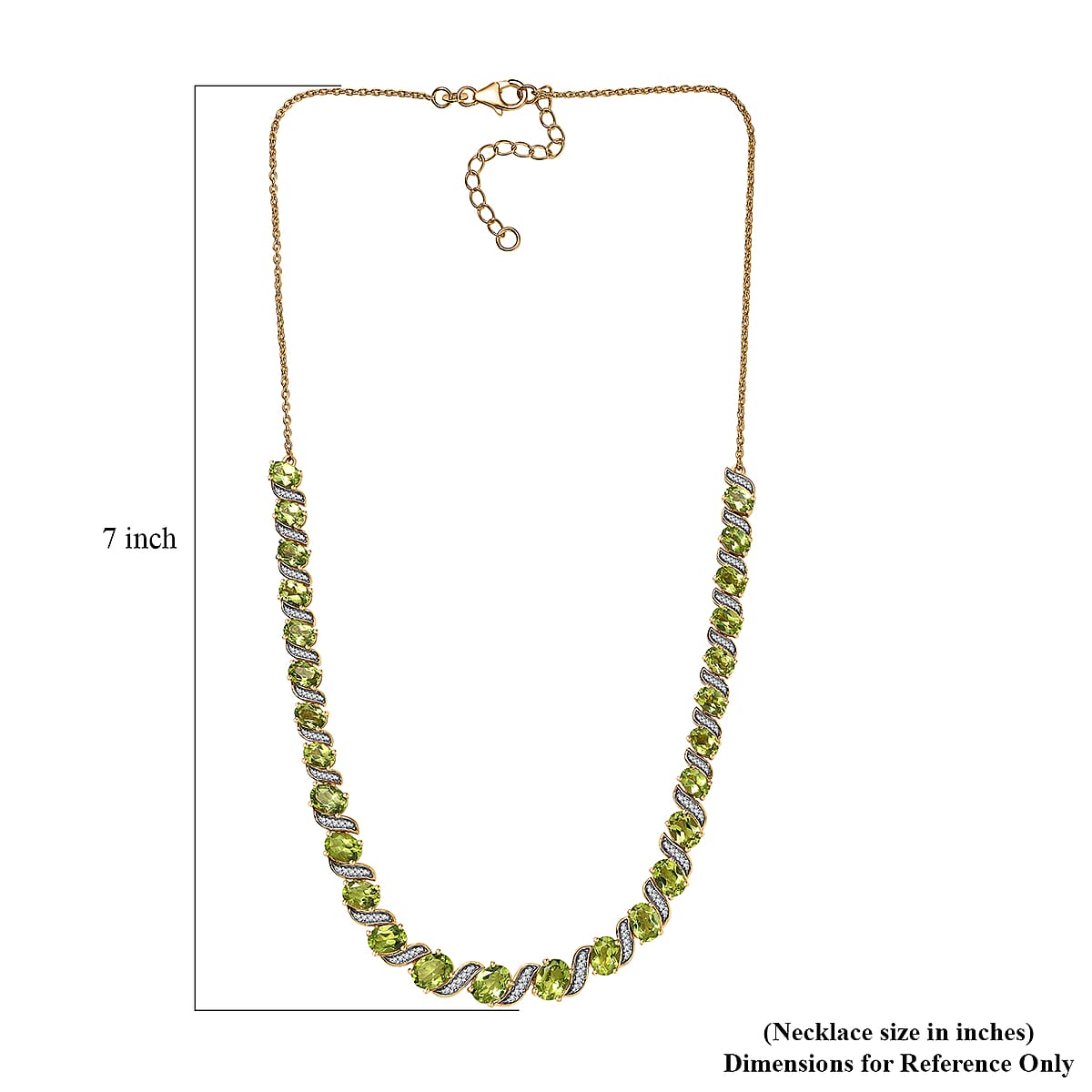 D'Joy Hebei Peridot and White Zircon 19.80 ctw Vine of Light Necklace in 18K Vermeil Yellow Gold Over Sterling Silver 18 Inches image number 5