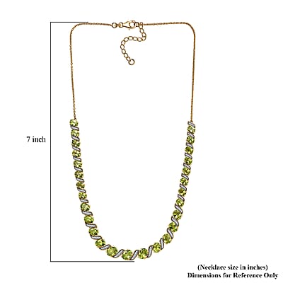 D'Joy Hebei Peridot and White Zircon 19.80 ctw Vine of Light Necklace in 18K Vermeil Yellow Gold Over Sterling Silver 18 Inches