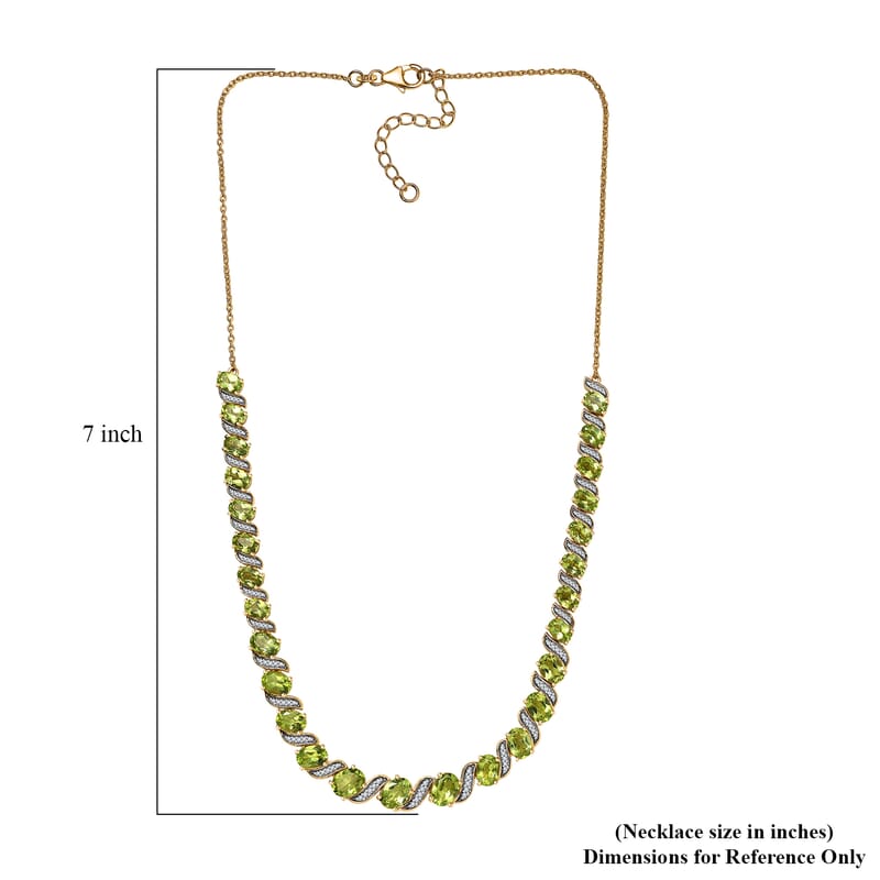 D'Joy Hebei Peridot and White Zircon 19.80 ctw Vine of Light Necklace in 18K Vermeil Yellow Gold Over Sterling Silver 18 Inches