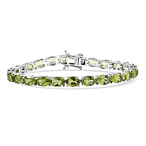 D'Joy Hebei Peridot 19.15 ctw Vines in Garden Bracelet in Rhodium Over Sterling Silver (7.25 In)