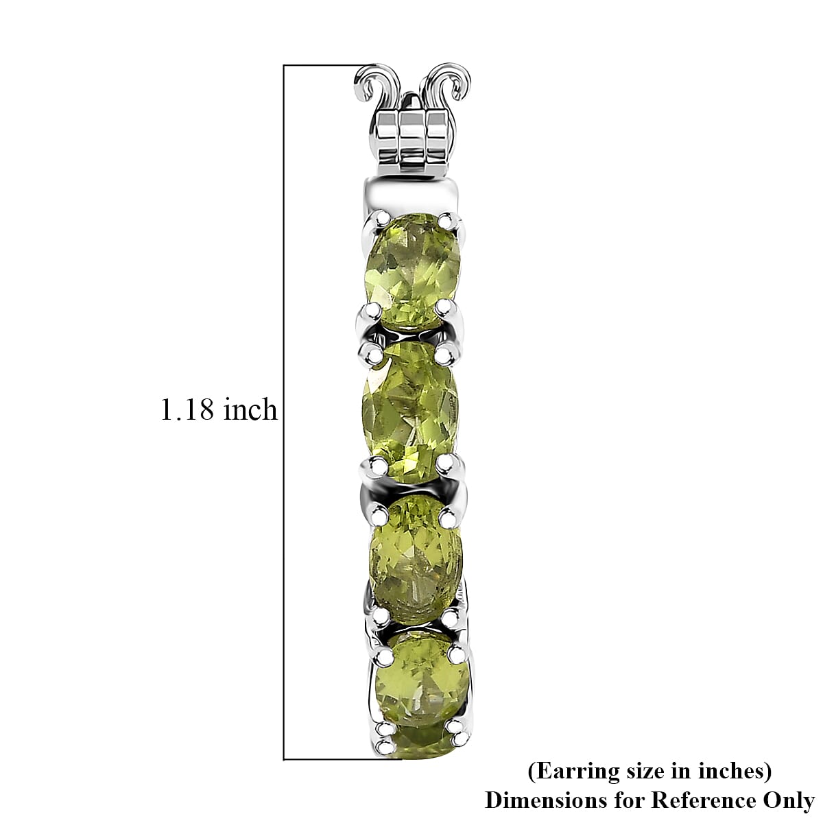 D'Joy Hebei Peridot 7.60 ctw Hoop Earrings in Rhodium Over Sterling Silver
