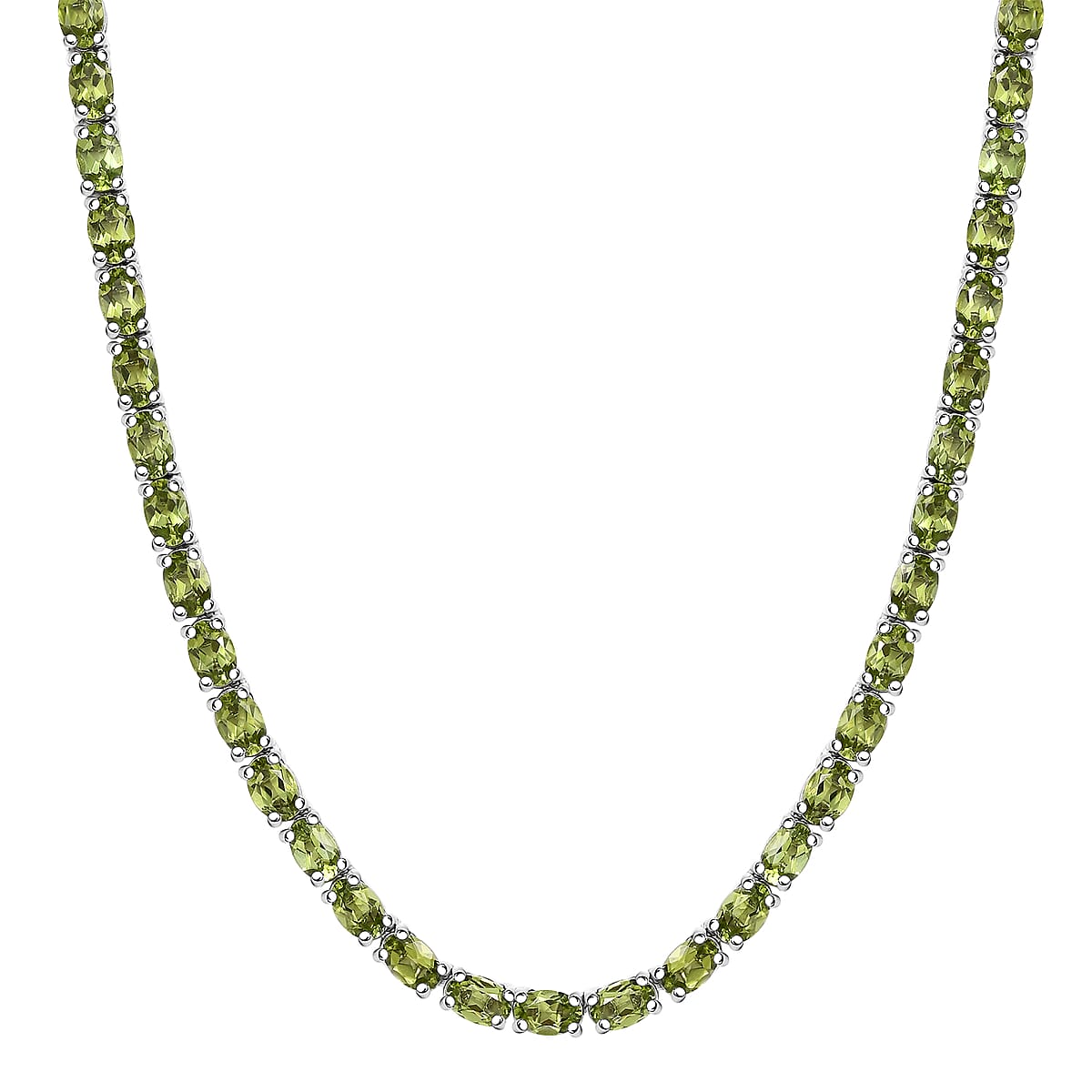 D’Joy Hebei Peridot 35.25 ctw Vine in Garden Necklace in Rhodium Over Sterling Silver 18 Inches image number 0