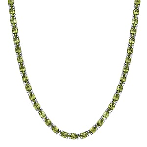 D’Joy Hebei Peridot 35.25 ctw Vine in Garden Necklace in Rhodium Over Sterling Silver 18 Inches