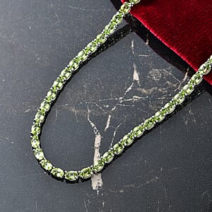 D&rsquo;Joy Hebei Peridot 35.25 ctw Vine in Garden Necklace in Rhodium Over Sterling Silver 18 Inches
