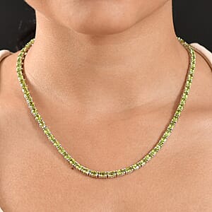D&rsquo;Joy Hebei Peridot 35.25 ctw Vine in Garden Necklace in Rhodium Over Sterling Silver 18 Inches
