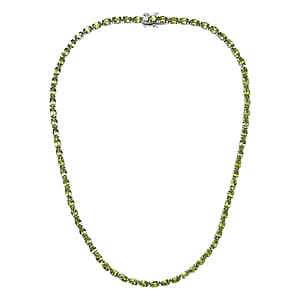 D&rsquo;Joy Hebei Peridot 35.25 ctw Vine in Garden Necklace in Rhodium Over Sterling Silver 18 Inches