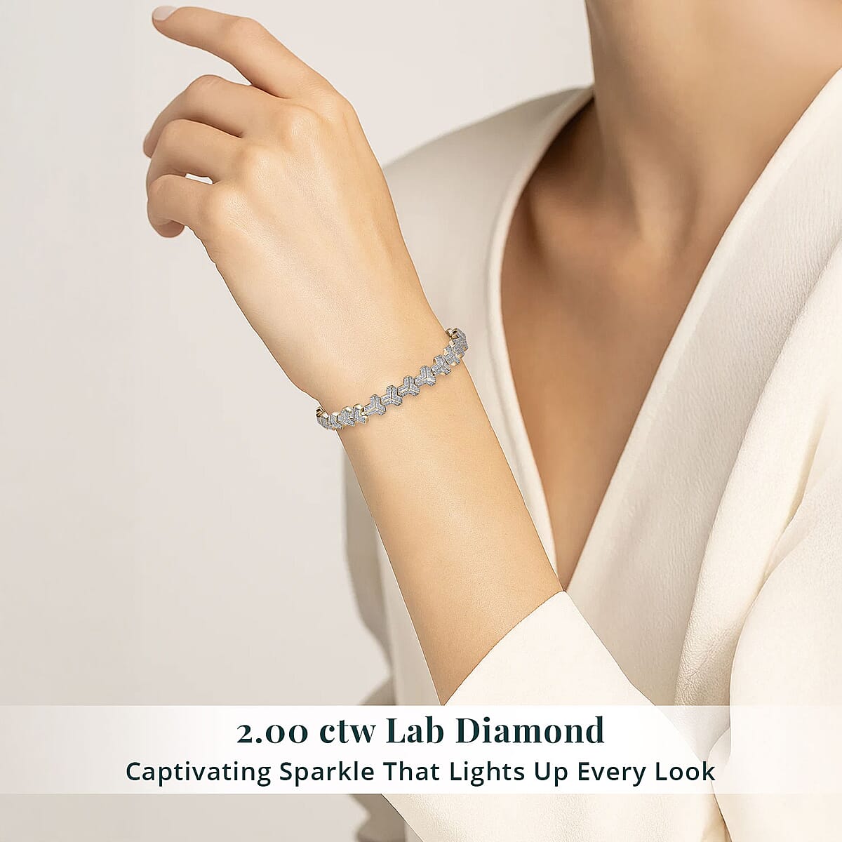 Luxuriant Lab Grown Diamond G-H SI 2.00 ctw Bracelet in 18K Vermeil Yellow Gold Over Sterling Silver (6.50 In) image number 1