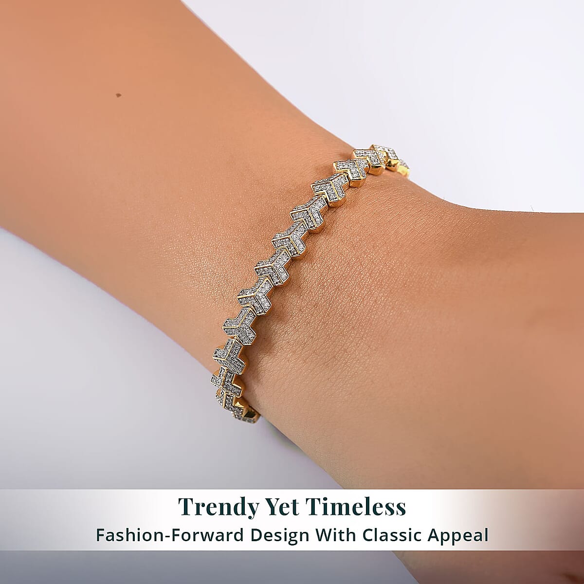 Luxuriant Lab Grown Diamond G-H SI 2.00 ctw Bracelet in 18K Vermeil Yellow Gold Over Sterling Silver (8.00 In) (Del. In 13-15 Days) image number 5