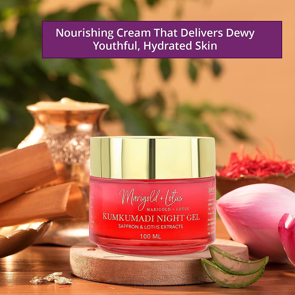 Marigold and Lotus Kumkumadi Night Gel 100ml image number 2