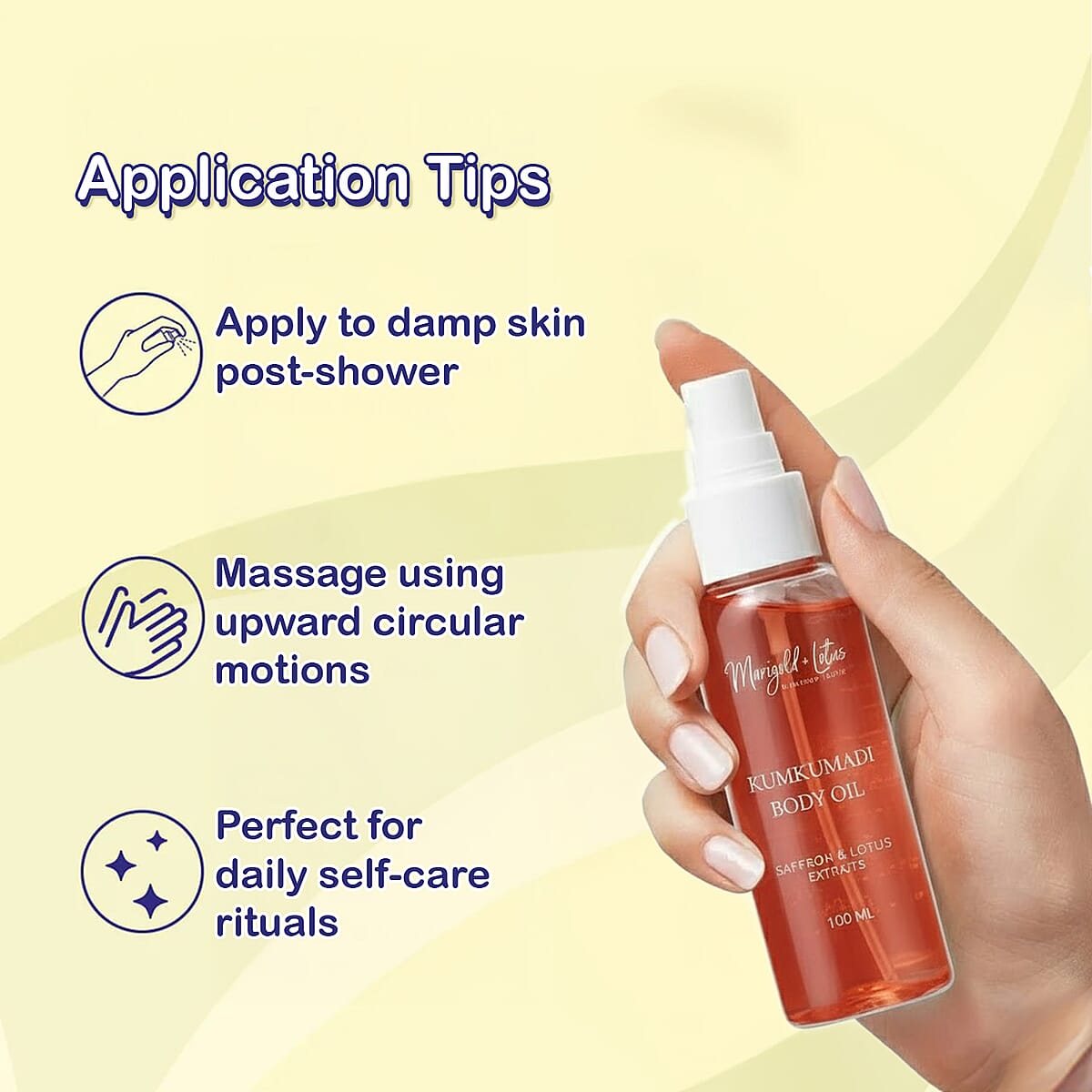Marigold and Lotus Kumkumadi Body Oil 100ml image number 4