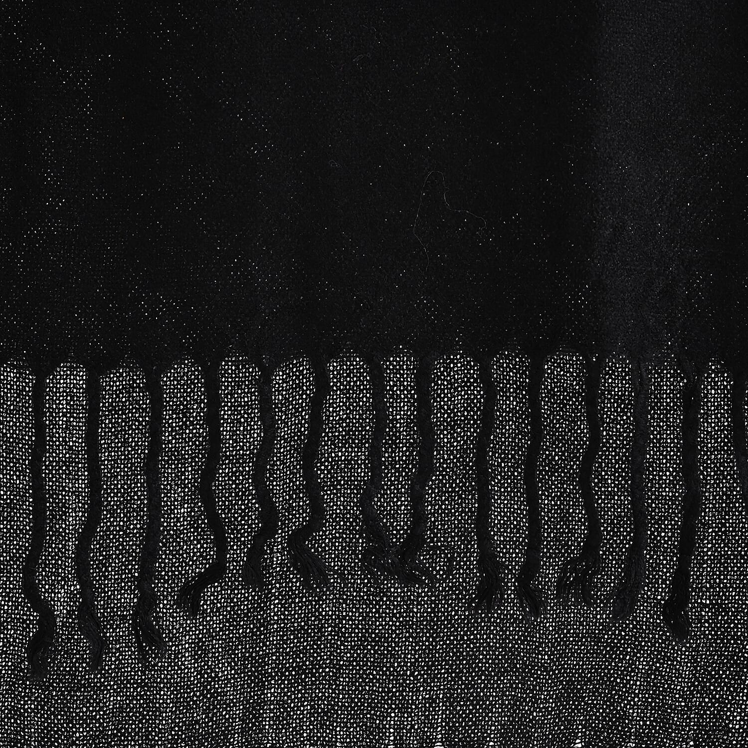 TAMSY Black Baroque Embroidered Scarf with Tassels