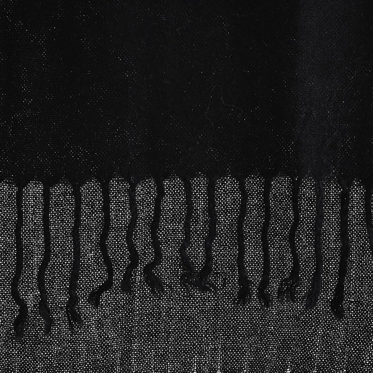 TAMSY Black Baroque Embroidered Scarf with Tassels image number 8