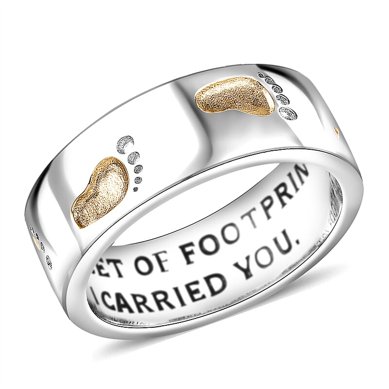EverTrue Footsteps Band Ring in 18K YG Plated and Platinum Bond (Size 8.0)