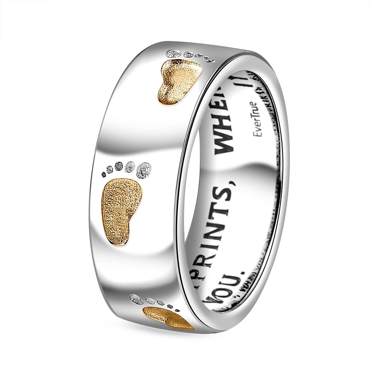 EverTrue Footsteps Band Ring in 18K YG Plated and Platinum Bond (Size 8.0)