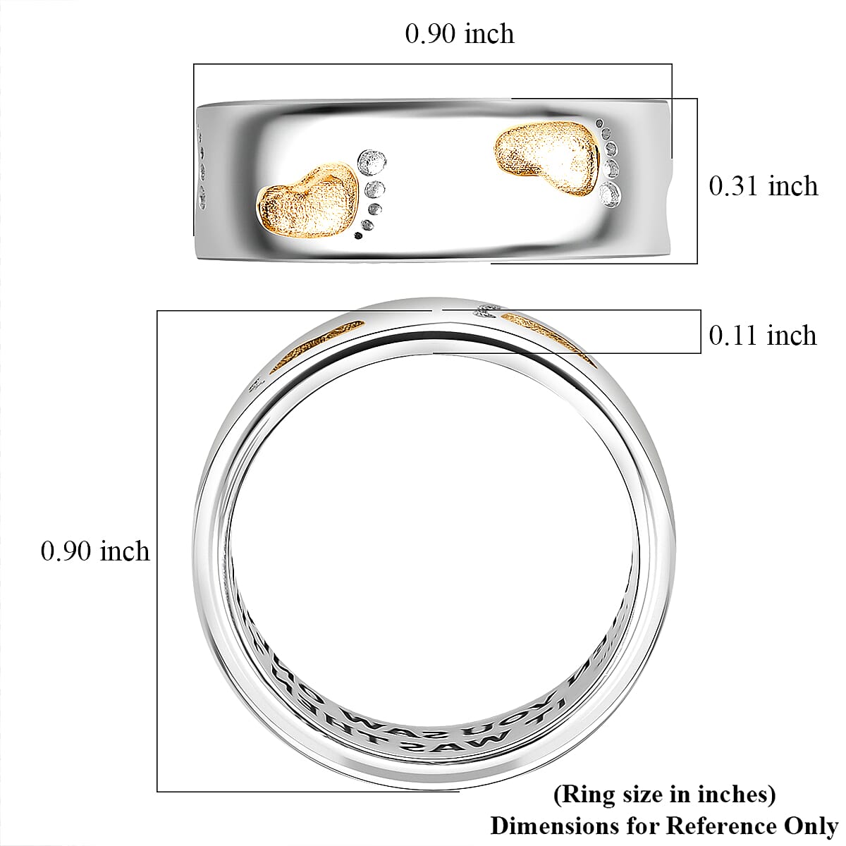 EverTrue Footsteps Band Ring in 18K YG Plated and Platinum Bond (Size 8.0)