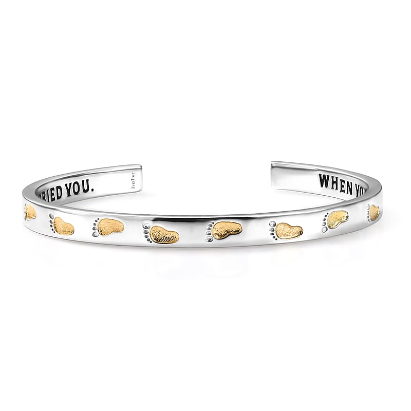 EverTrue Footsteps Cuff Bracelet in 18K YG Plated and Platinum Bond (7.25 In)