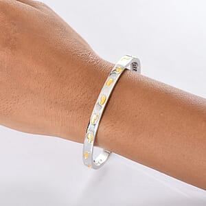 EverTrue Footsteps Cuff Bracelet in 18K YG Plated and Platinum Bond (7.25 In)