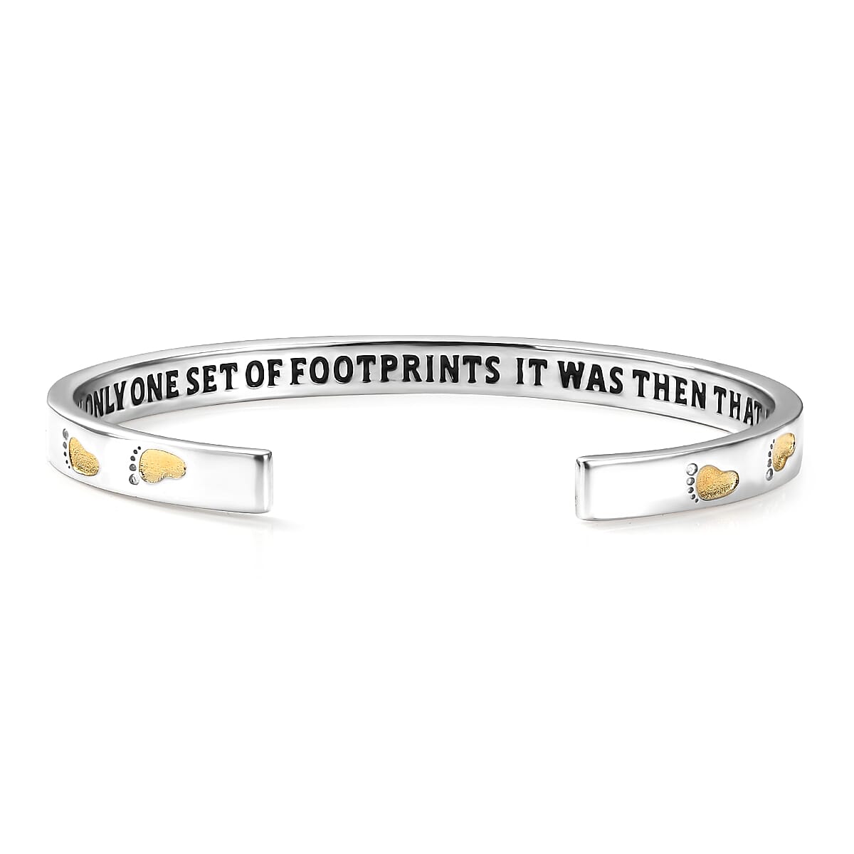 EverTrue Footsteps Cuff Bracelet in 18K YG Plated and Platinum Bond (7.25 In) image number 4