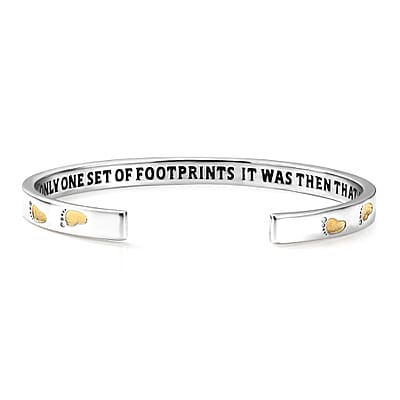 EverTrue Footsteps Cuff Bracelet in 18K YG Plated and Platinum Bond (7.25 In)