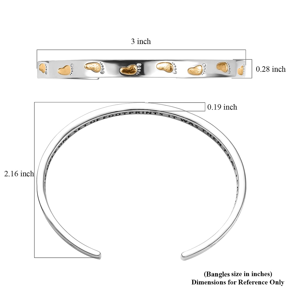 EverTrue Footsteps Cuff Bracelet in 18K YG Plated and Platinum Bond (7.25 In) image number 5