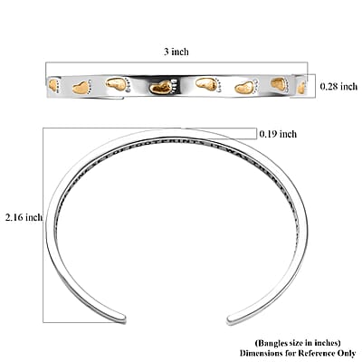 EverTrue Footsteps Cuff Bracelet in 18K YG Plated and Platinum Bond (7.25 In)