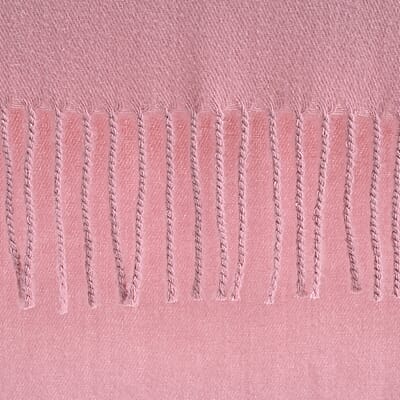 TAMSY Light Pink Floral Soft Woven Embroidered Scarf with Tassels – One Size