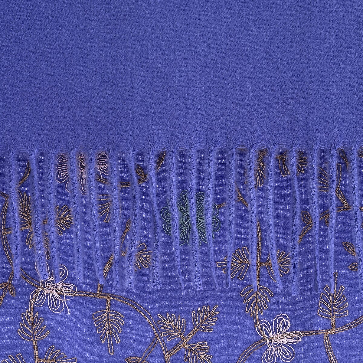 TAMSY Light Blue Vine Soft Woven Embroidered Scarf with Tassels &ndash; One Size image number 7