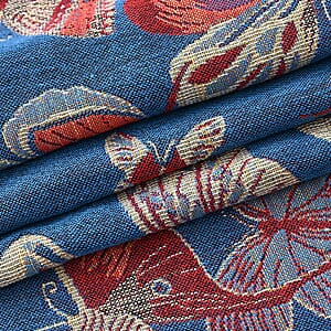 TAMSY Blue Butterfly Jacquard Scarf with Tassels &ndash; One Size Fits Most